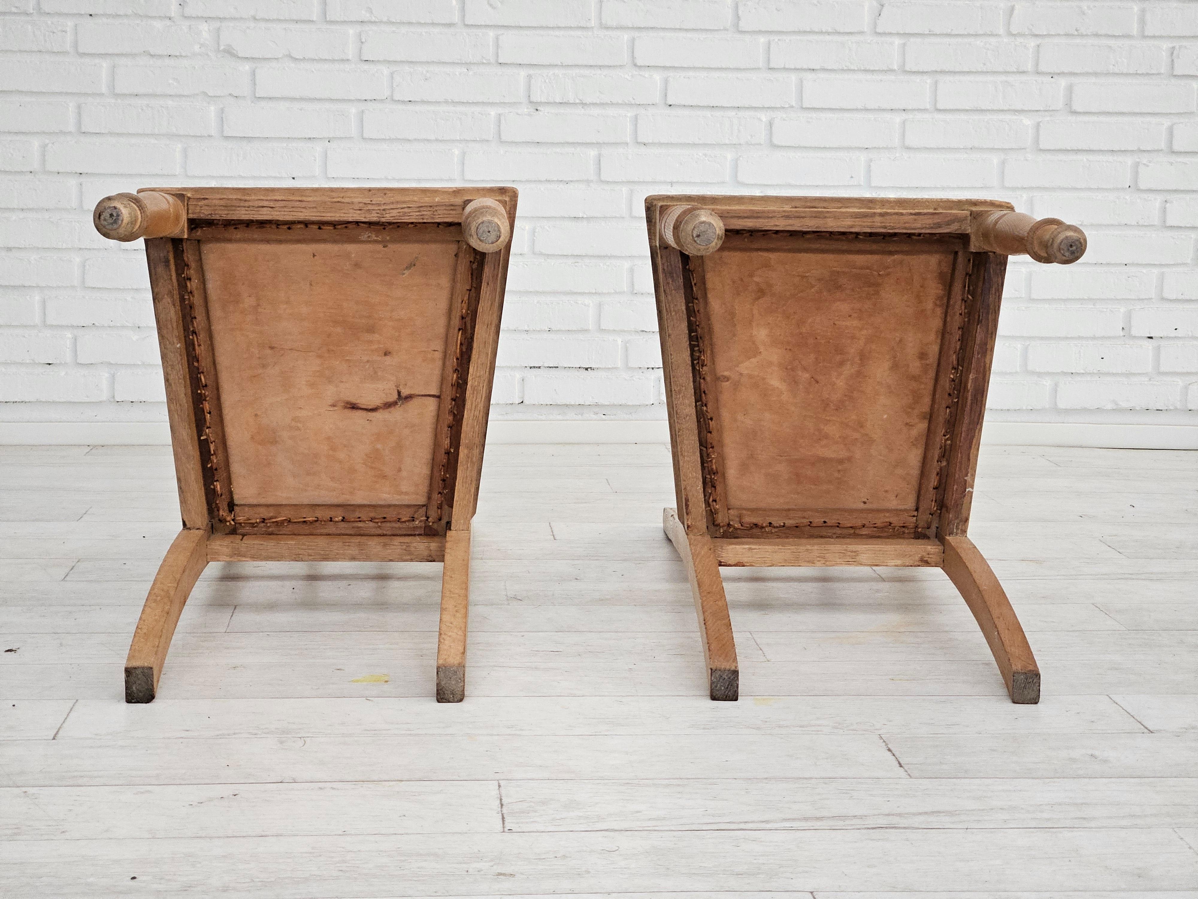 1950s, set 2 pcs of Danish dinning chairs, original good condition, oak wood. For Sale 7