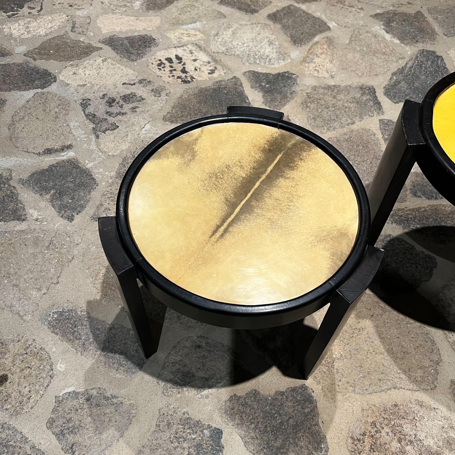 Mid-20th Century 1950s Set Four Goatskin Leather Nesting Tables Eugenio Escudero Mexican Modern For Sale