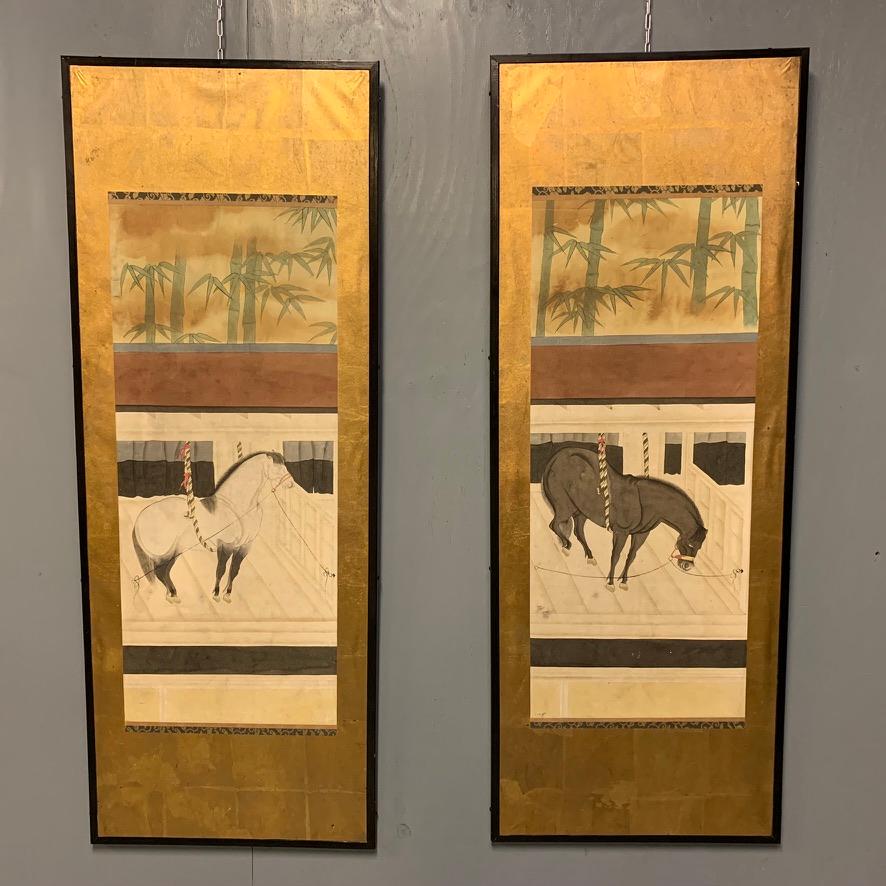 1950s Set of 3 Large Chinese Wall Hanging Framed Gilt Screen Paper Screens 4