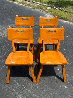 1950s Set of 4 Cushman Colonial Creations Solid Maple Dining Chairs