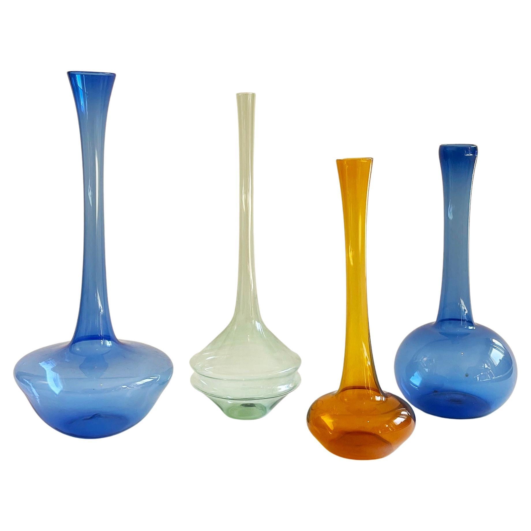 1950s Set of 4 delicate Glass Vases by Albin Schaedel, GDR – East Germany For Sale