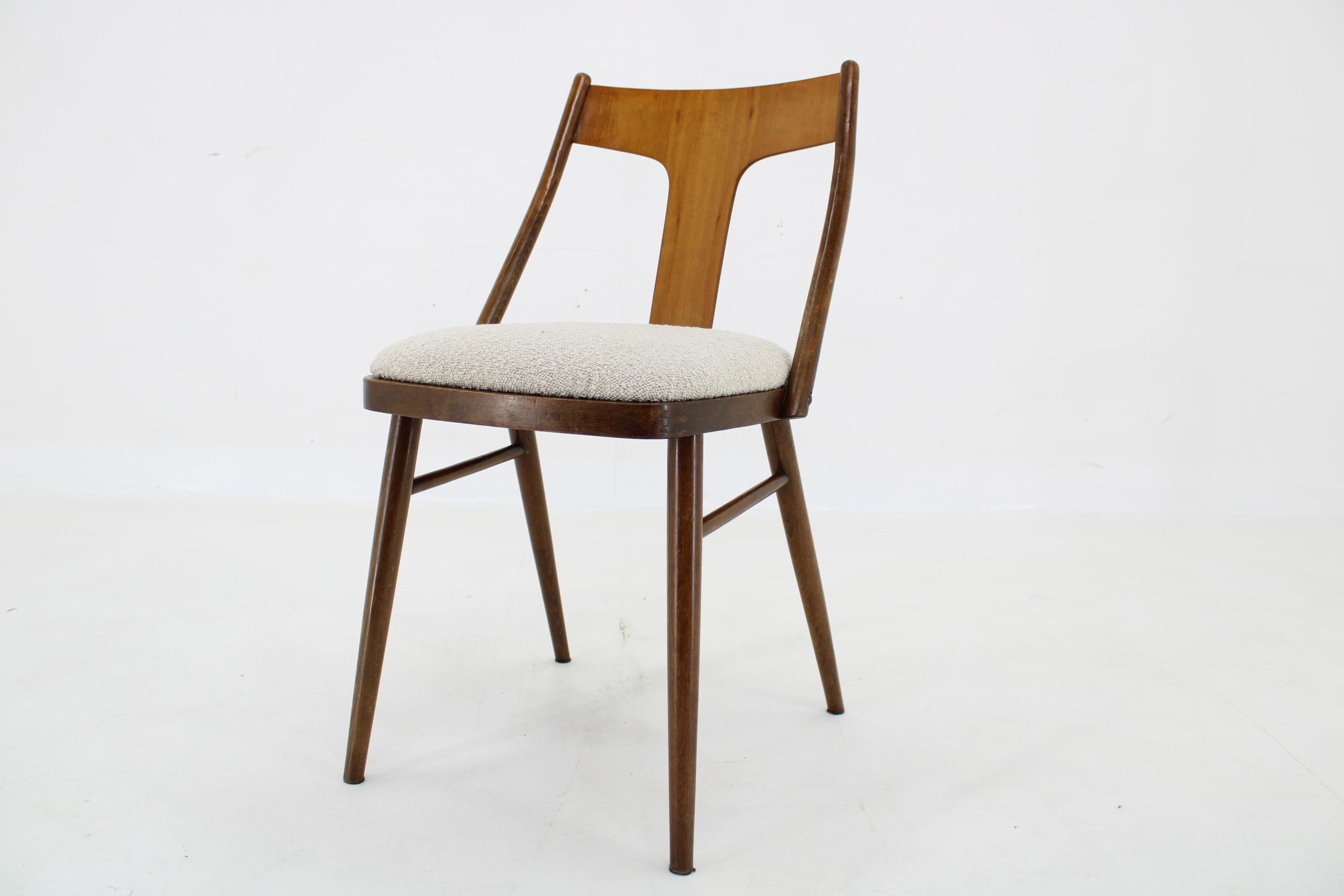 Mid-20th Century 1950s Set of 4 Dining Chairs in Walnut Finish, Czechoslovakia  For Sale