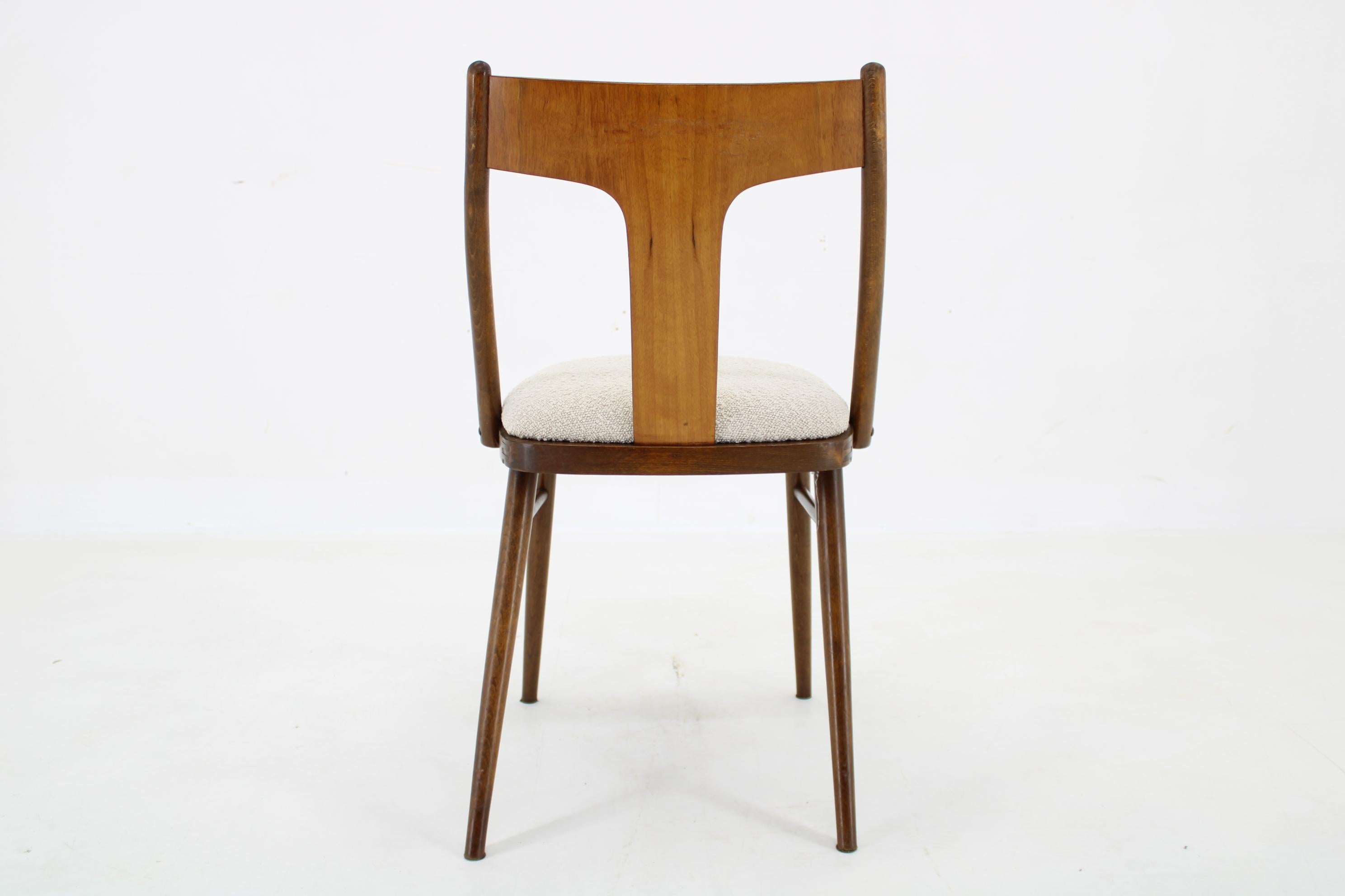 1950s Set of 4 Dining Chairs in Walnut Finish, Czechoslovakia  For Sale 2