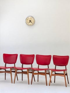 1950s Set of 4 Fler Dining Chairs in Original Vinyl Fred Lowen & Ernest Rodeck