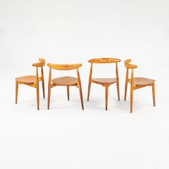 1950s Set of 4 Hans Wegner for Fritz Hansen FH4103 Stacking Heart Dining Chairs