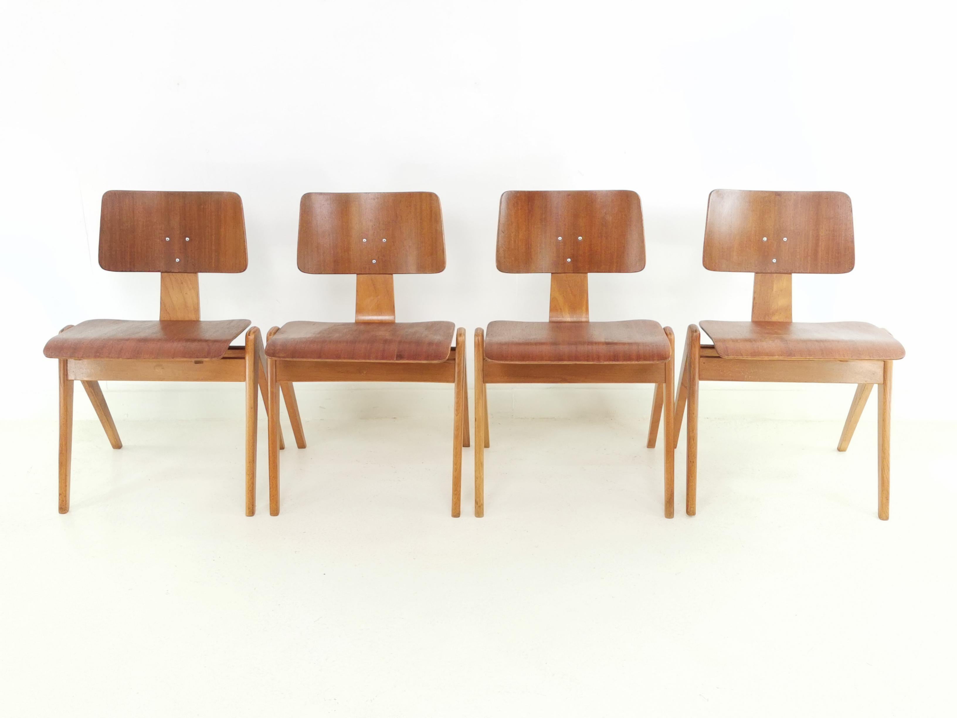Mid-Century Modern 1950’s Set of 4 Robin Day Hillestak Dining Chairs for Hille