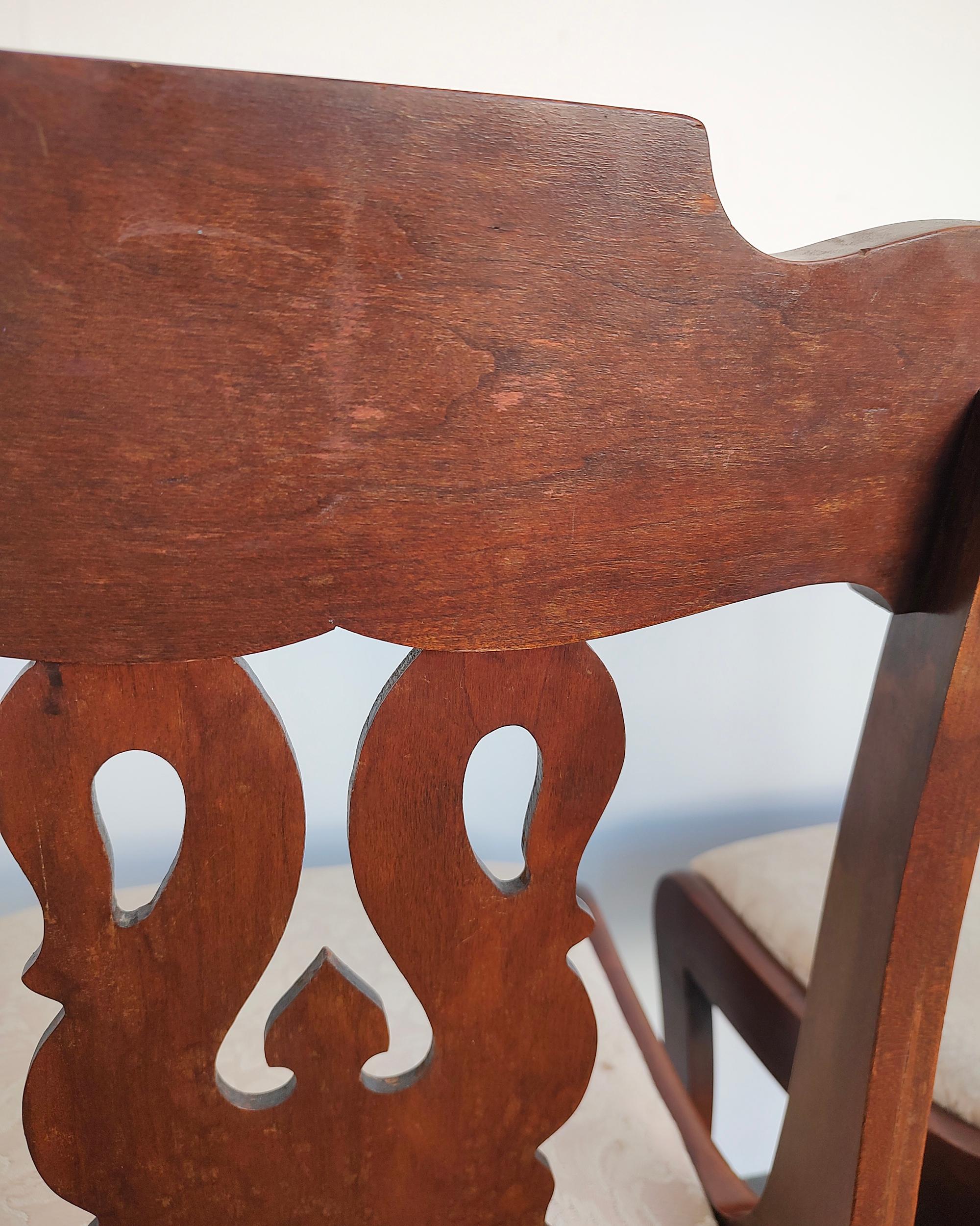 1950s Set of 4 Solid Cherry Wood Regency Style Dining Chairs For Sale 6