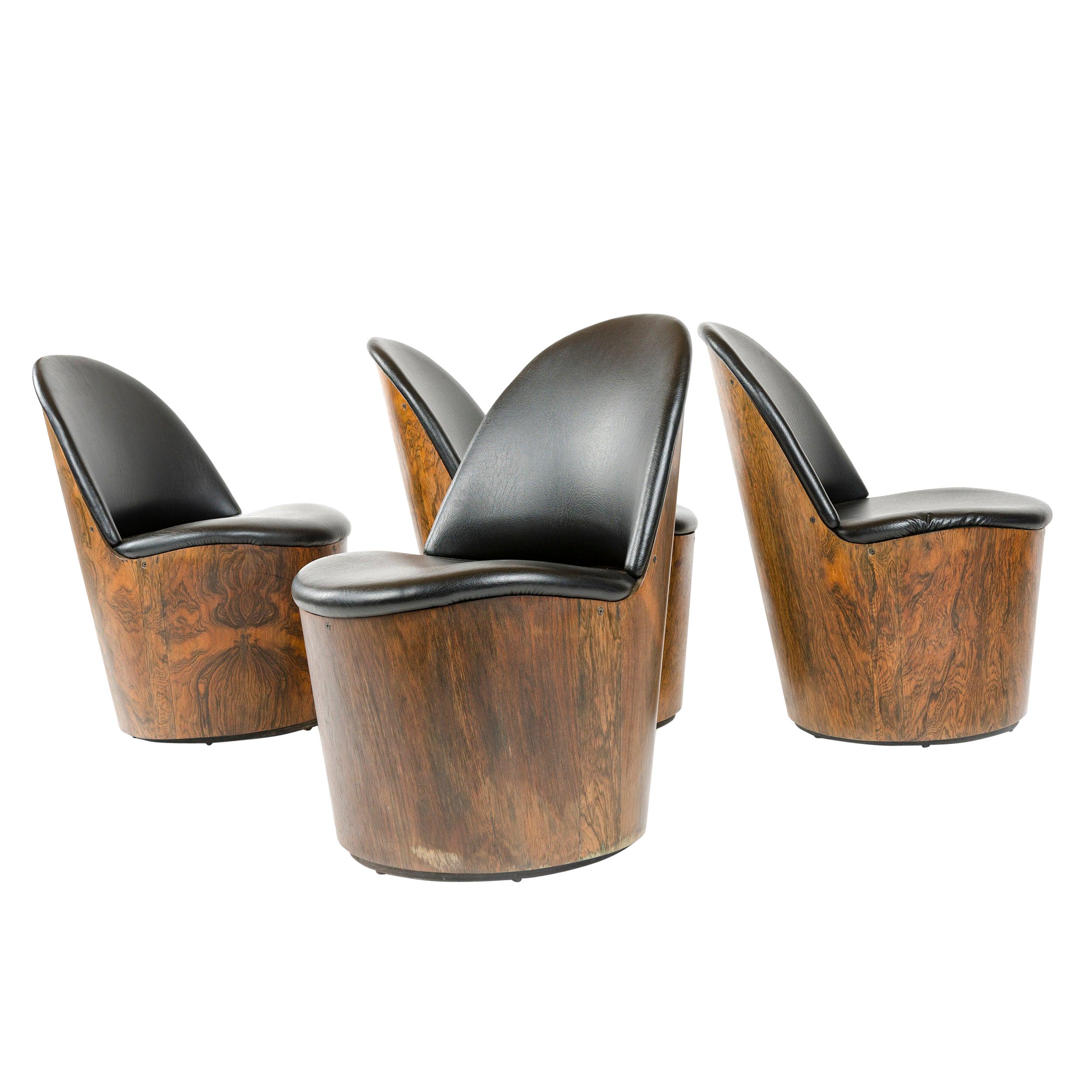 1950s Set of 4 Swivel Lounge Chairs in the Style of Milo Baughman