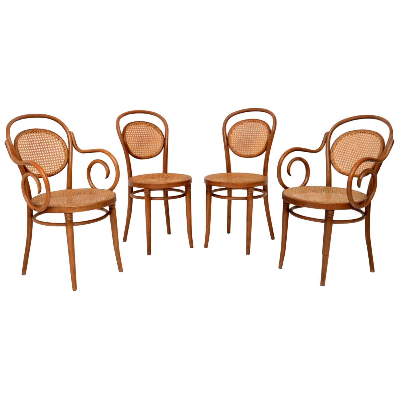 1950s Set of 4 Vintage Bentwood Thonet Dining Chairs