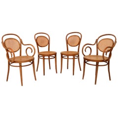 1950s Set of 4 Vintage Bentwood Thonet Dining Chairs