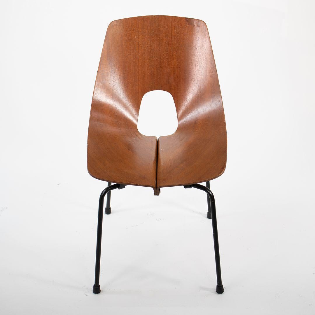 Satz von 6 Carlo Ratti für Industria Legni, geschwungenen Teakholz-Esszimmerstühlen mit Beinen, 1950er Jahre im Angebot 5