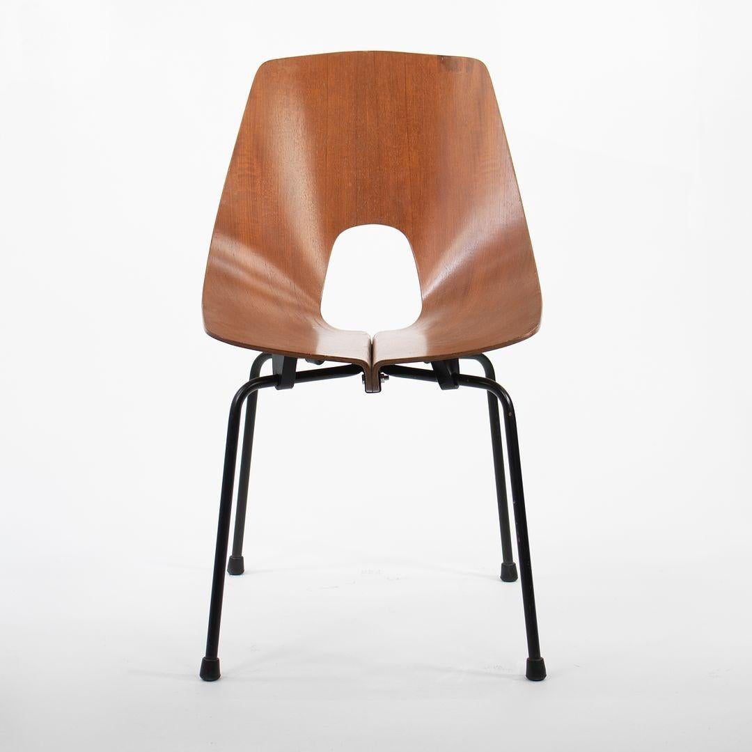 Satz von 6 Carlo Ratti für Industria Legni, geschwungenen Teakholz-Esszimmerstühlen mit Beinen, 1950er Jahre im Angebot 6