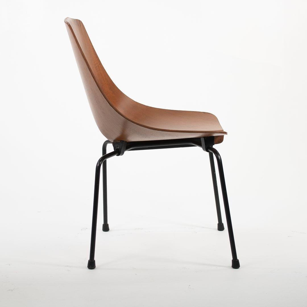 Satz von 6 Carlo Ratti für Industria Legni, geschwungenen Teakholz-Esszimmerstühlen mit Beinen, 1950er Jahre (Moderne) im Angebot