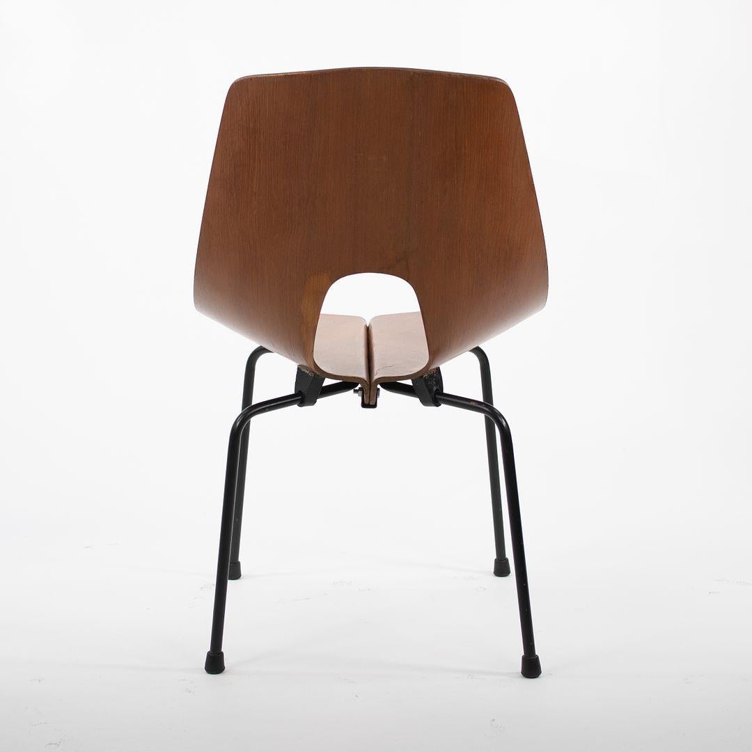 Satz von 6 Carlo Ratti für Industria Legni, geschwungenen Teakholz-Esszimmerstühlen mit Beinen, 1950er Jahre im Angebot 1