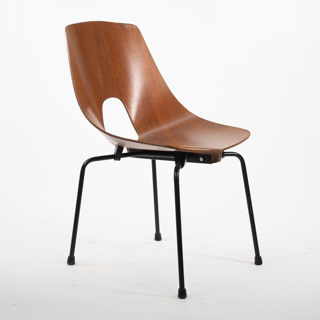 Satz von 6 Carlo Ratti für Industria Legni, geschwungenen Teakholz-Esszimmerstühlen mit Beinen, 1950er Jahre im Angebot 3