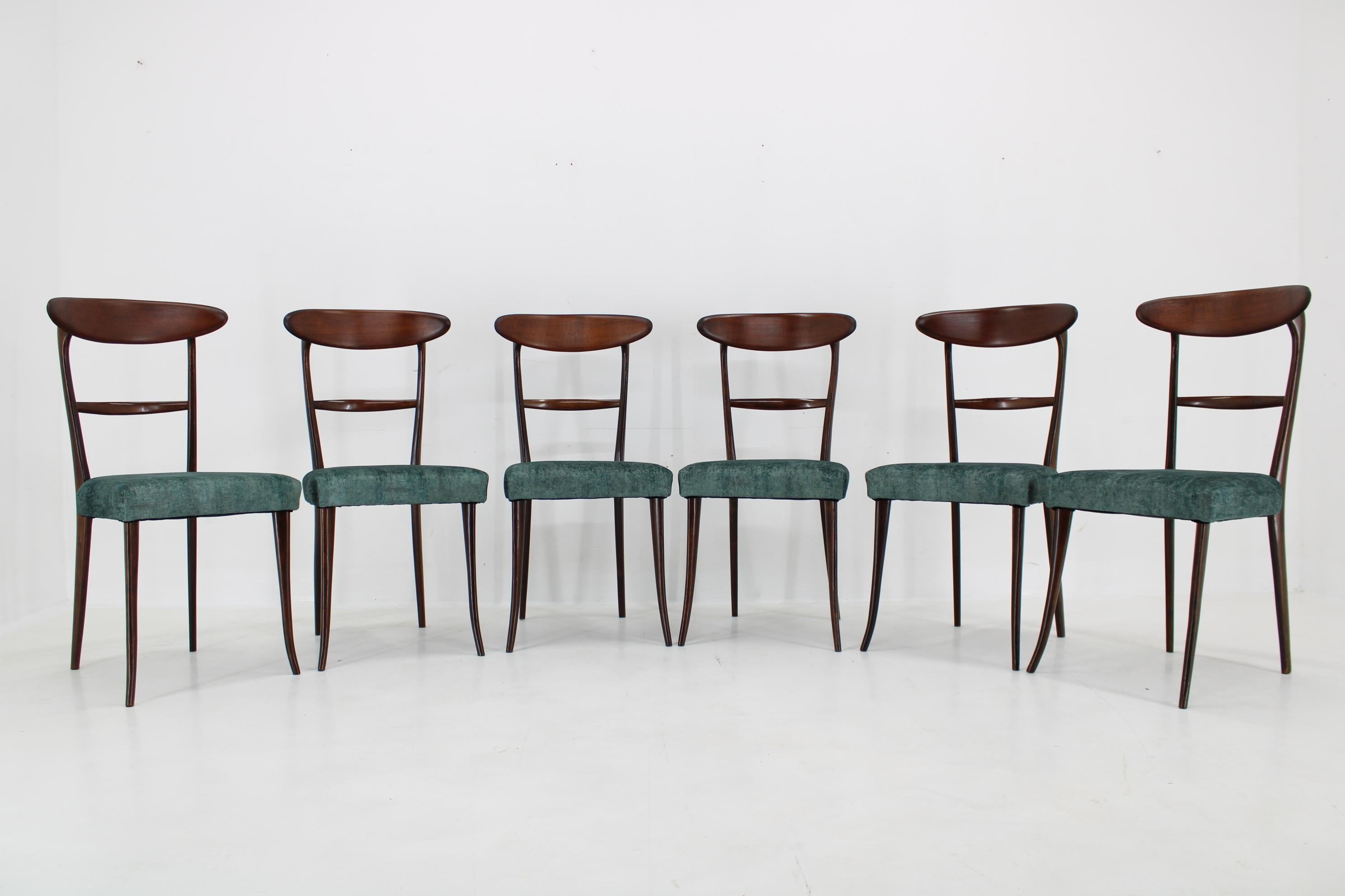 1950s Set of 6 Dining Chairs in Ico Parisi Style, Restored For Sale 7