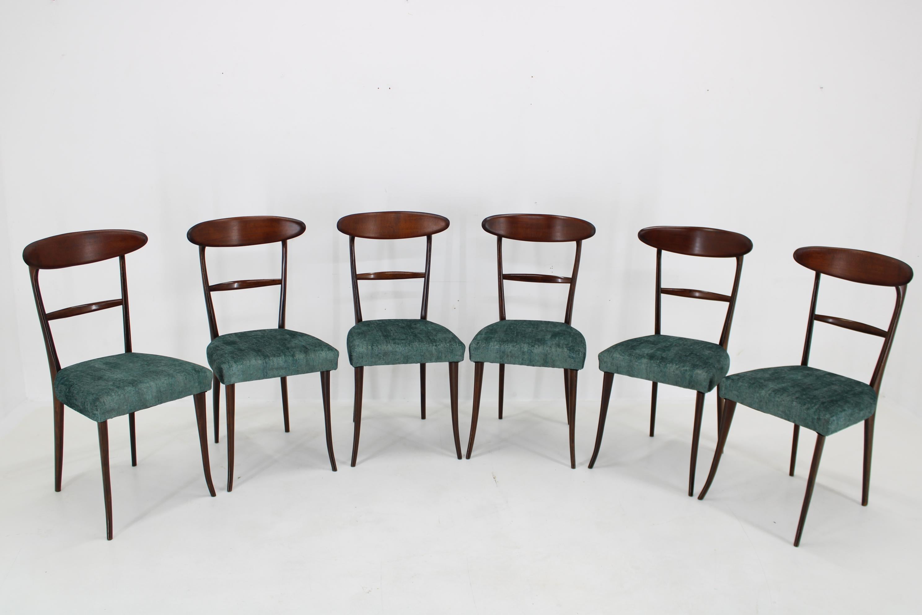 1950s Set of 6 Dining Chairs in Ico Parisi Style, Restored For Sale 8