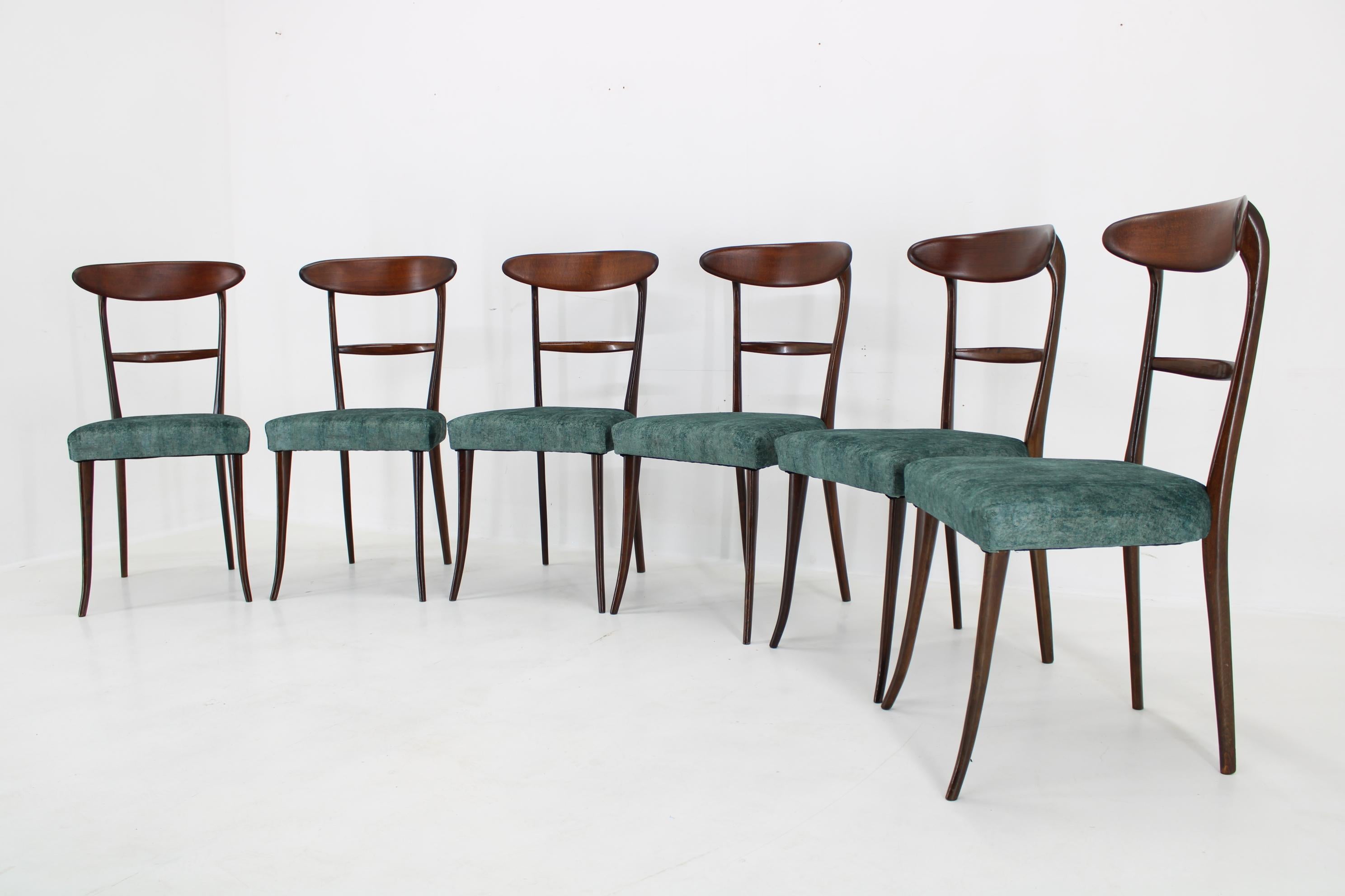 1950s Set of 6 Dining Chairs in Ico Parisi Style, Restored For Sale 9