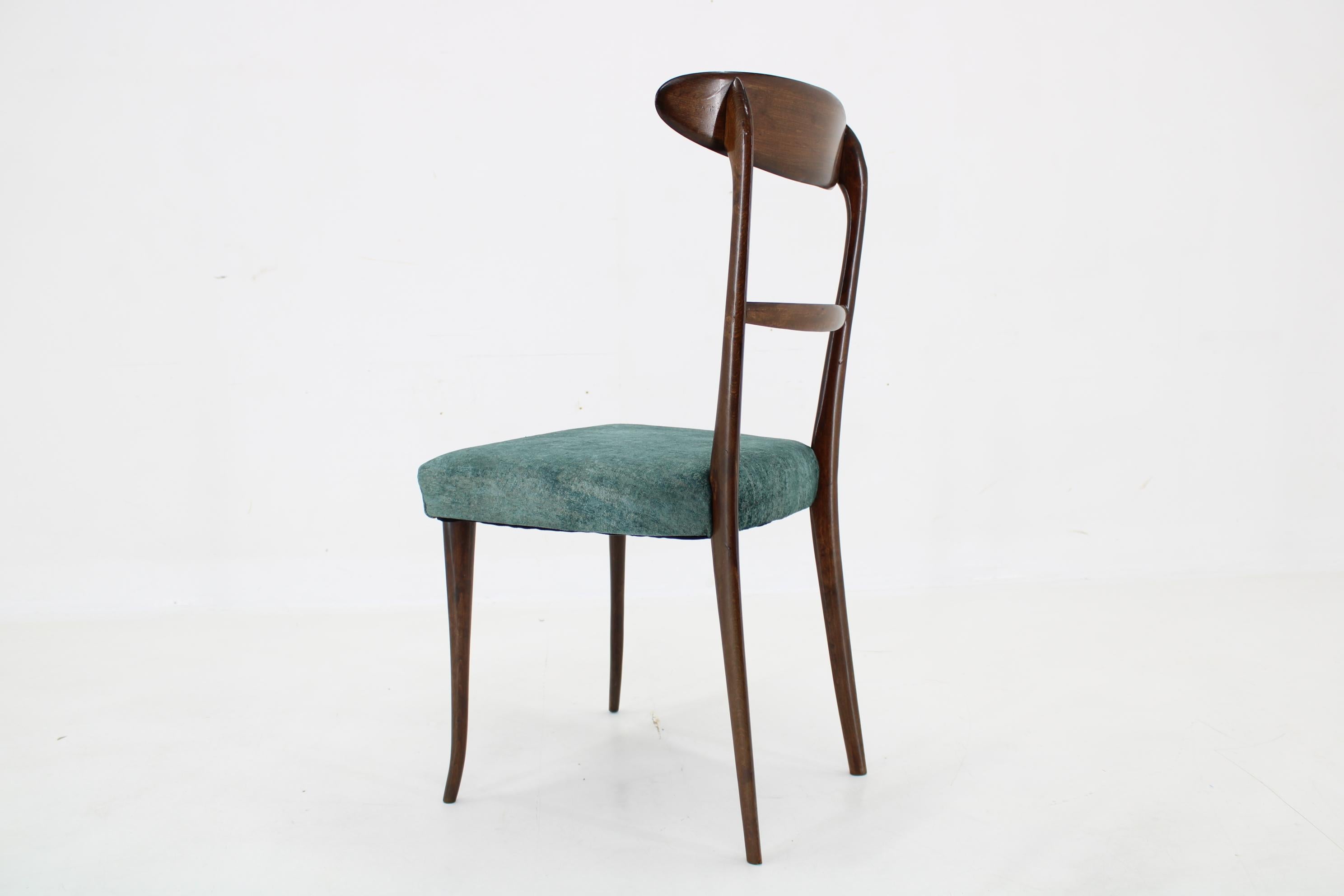 1950er Satz von 6 Esszimmerstühlen im Ico Parisi Stil, restauriert (Stoff) im Angebot