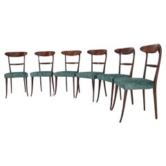 1950s Set of 6 Dining Chairs in Ico Parisi Style, Restored