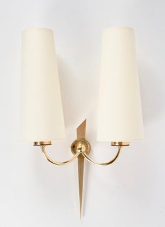 1950s Set of 6 Maison Arlus Gilded Bronze Sconces