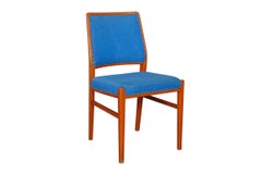 1950’s, Set of 6 Mid Century Dining Chairs in Original Blue Upholstery