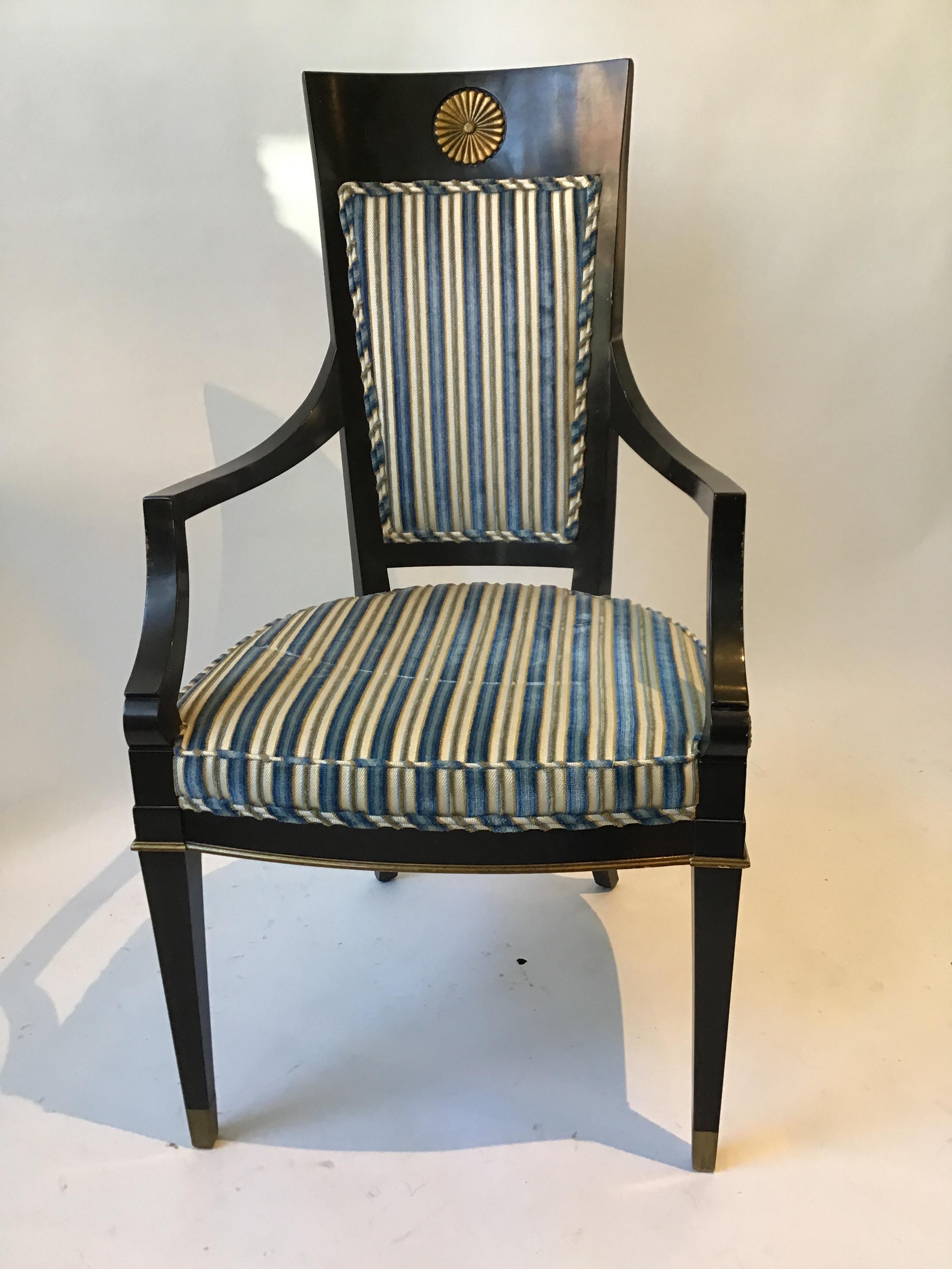 1950s Set of 6 Regency Style Ebonized Dining Chairs 5