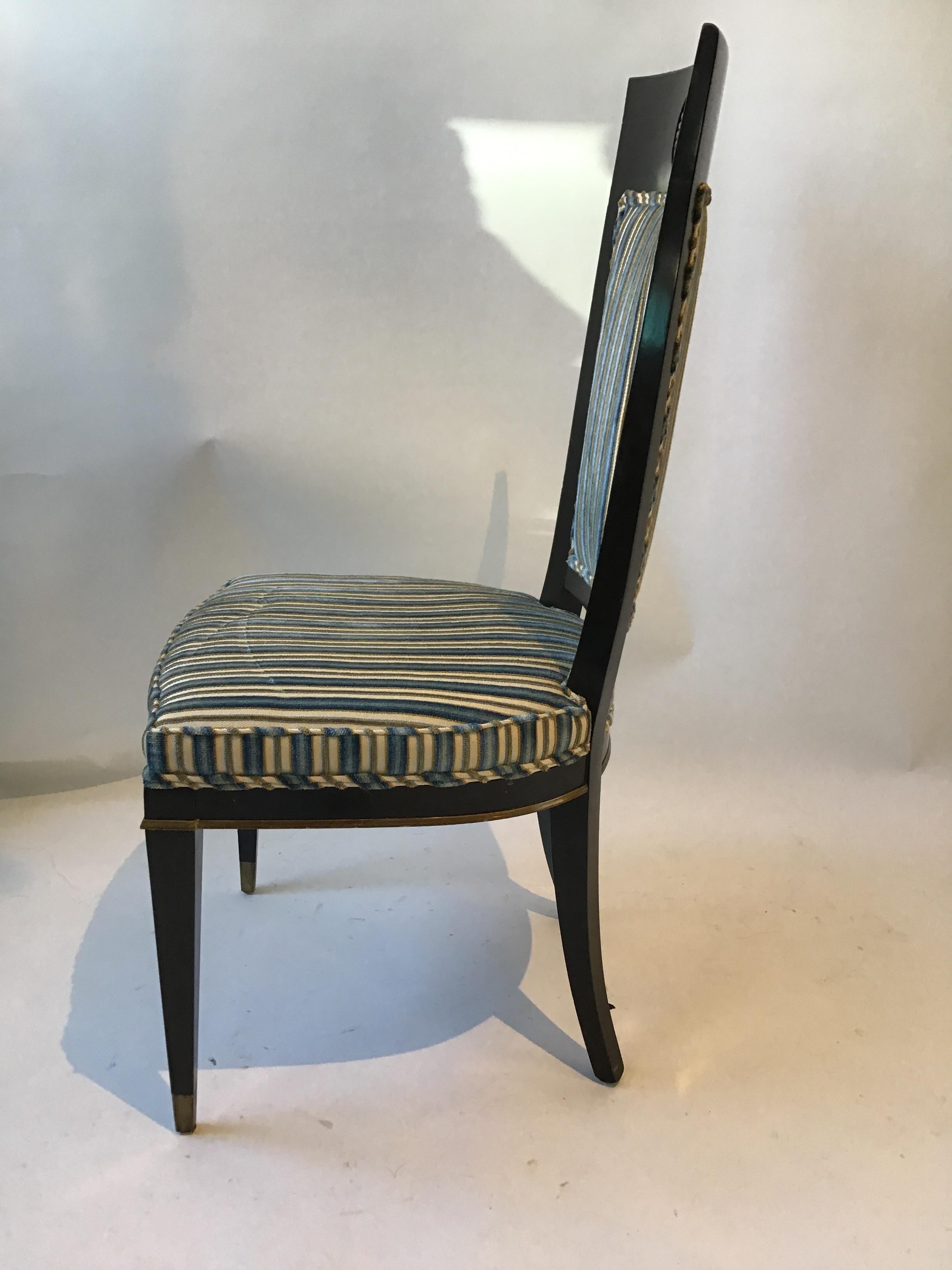 1950s Set of 6 Regency Style Ebonized Dining Chairs 11