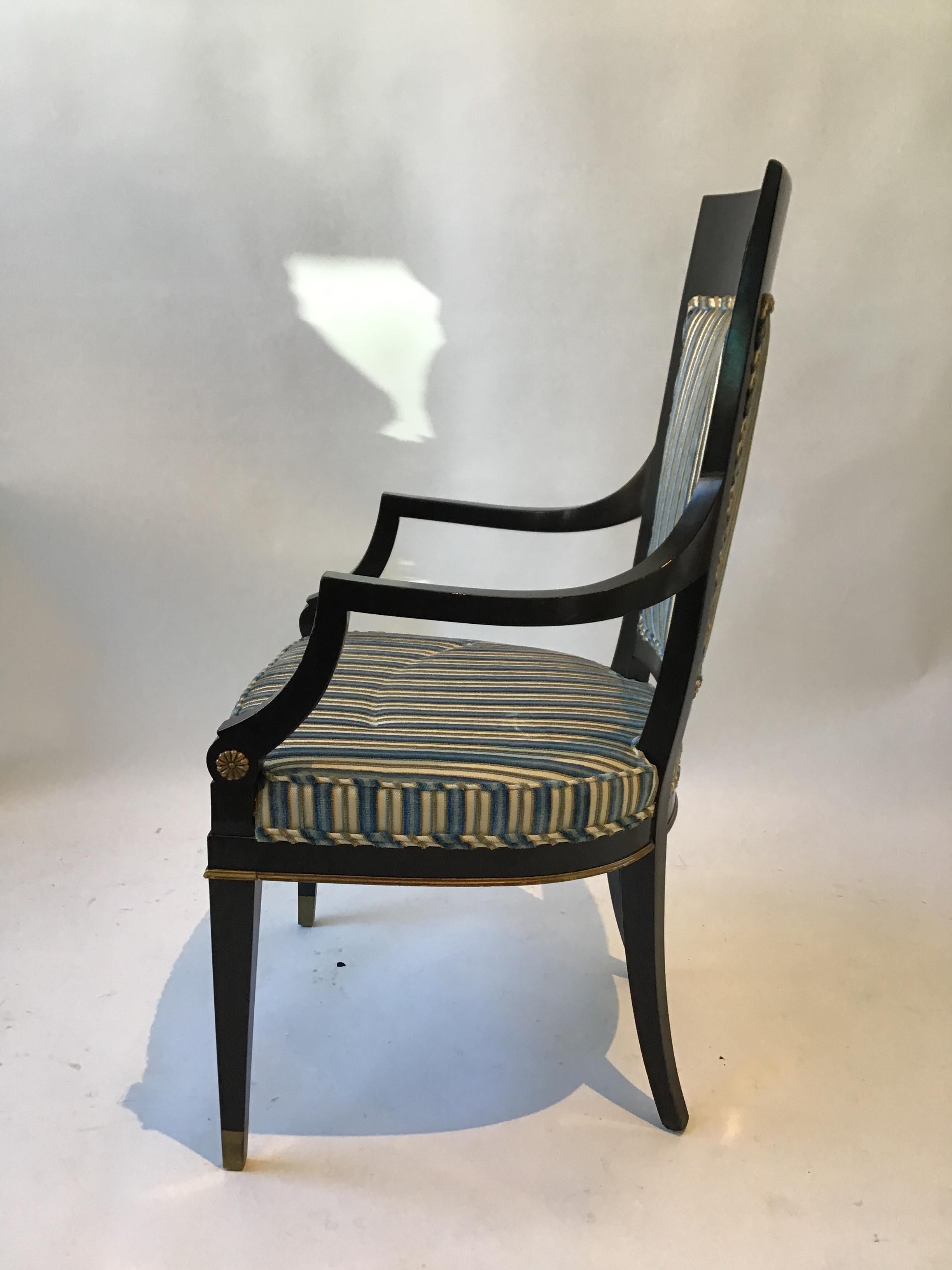 1950s Set of 6 Regency Style Ebonized Dining Chairs 2