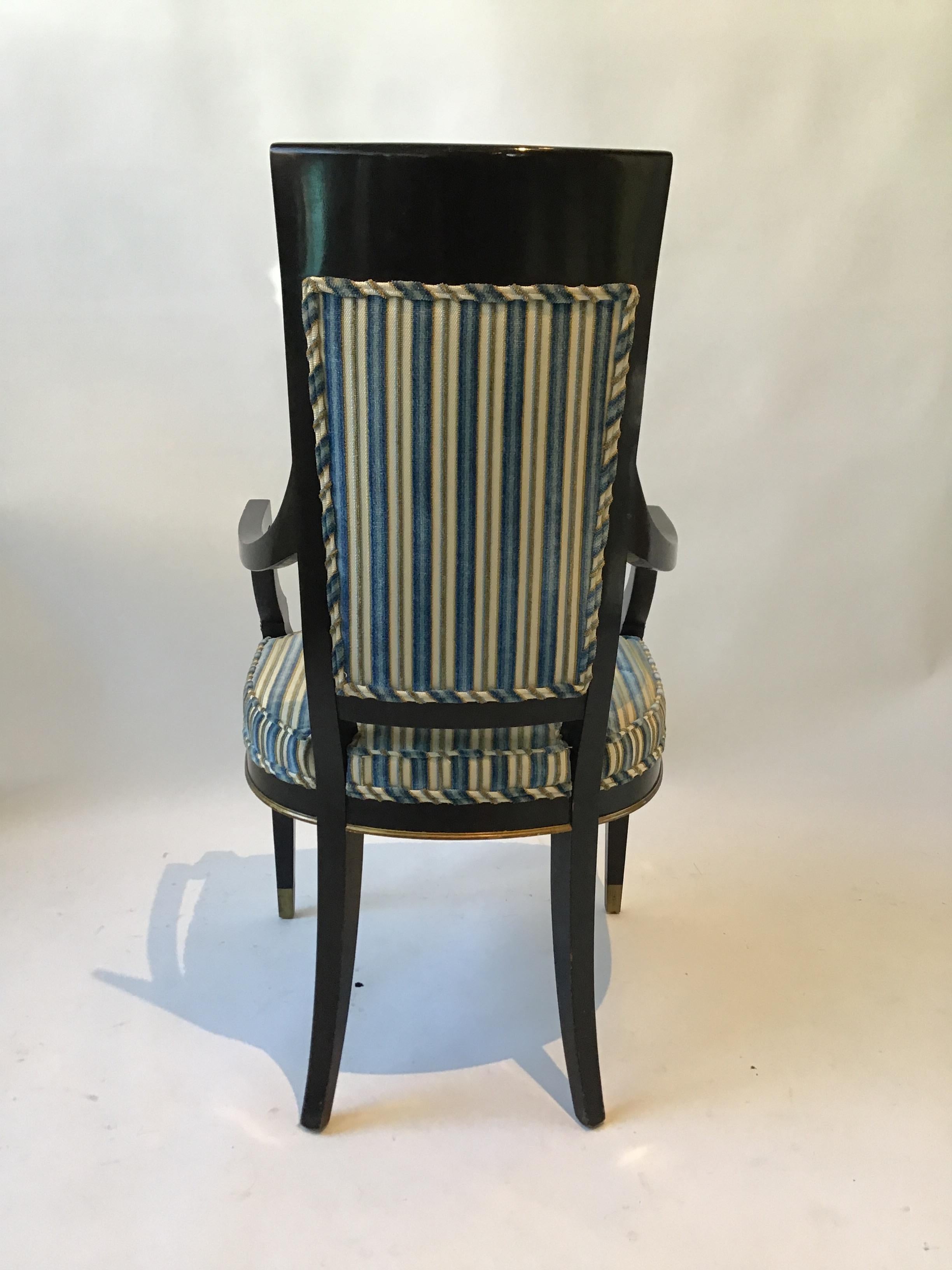 1950s Set of 6 Regency Style Ebonized Dining Chairs 3