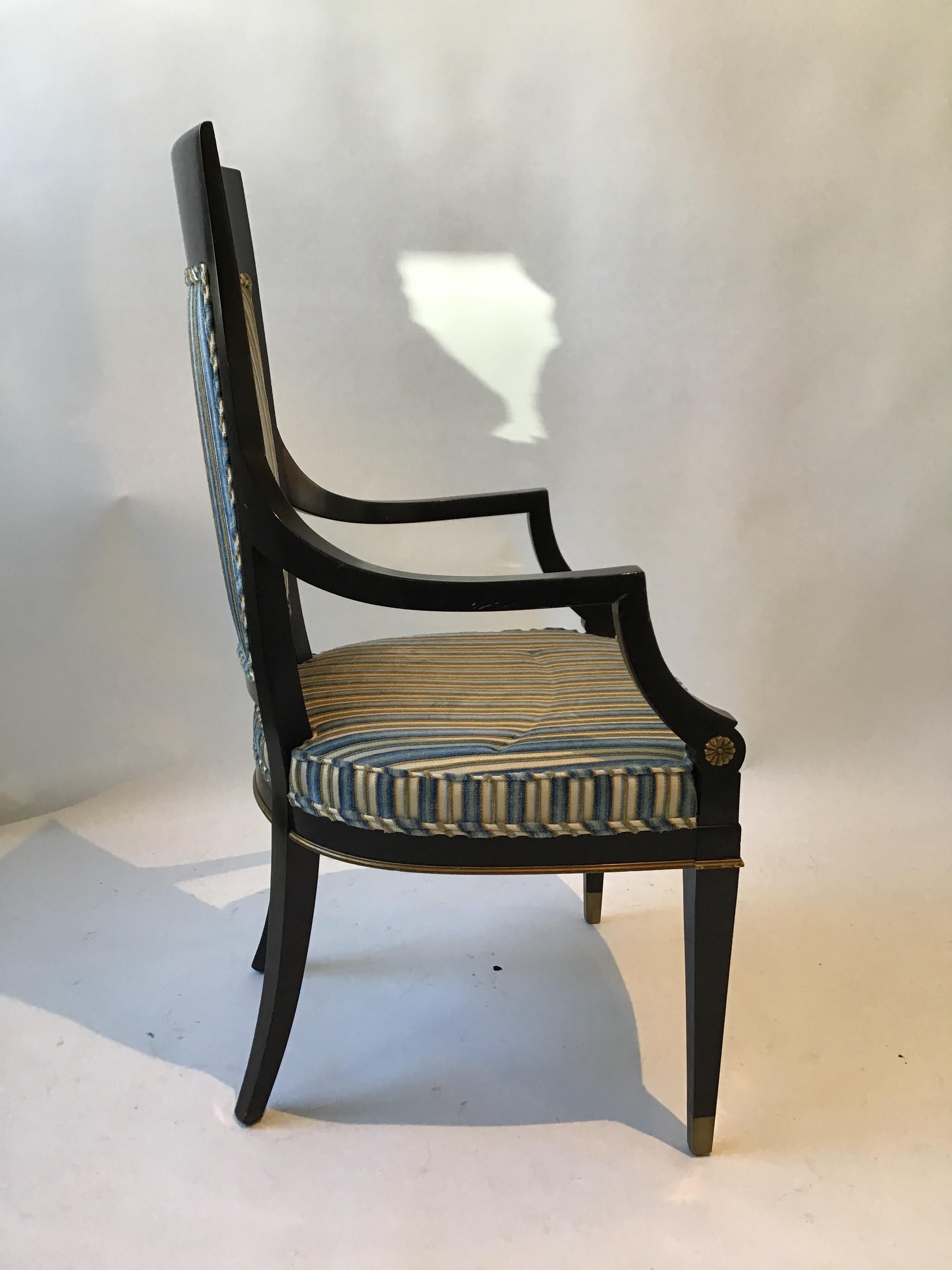 1950s Set of 6 Regency Style Ebonized Dining Chairs 4