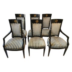 1950s Set of 6 Regency Style Ebonized Dining Chairs
