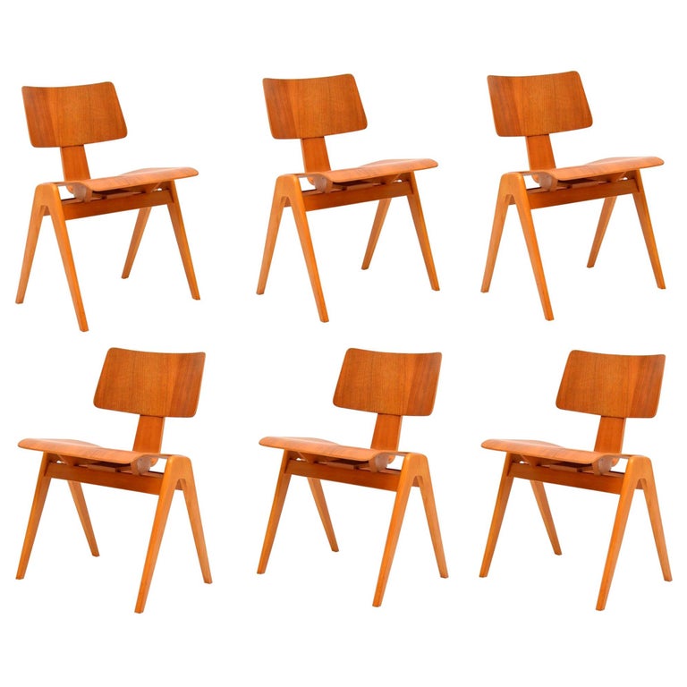 1950s Set of 6 Robin Day Hillestak Dining Chairs for Hille For Sale