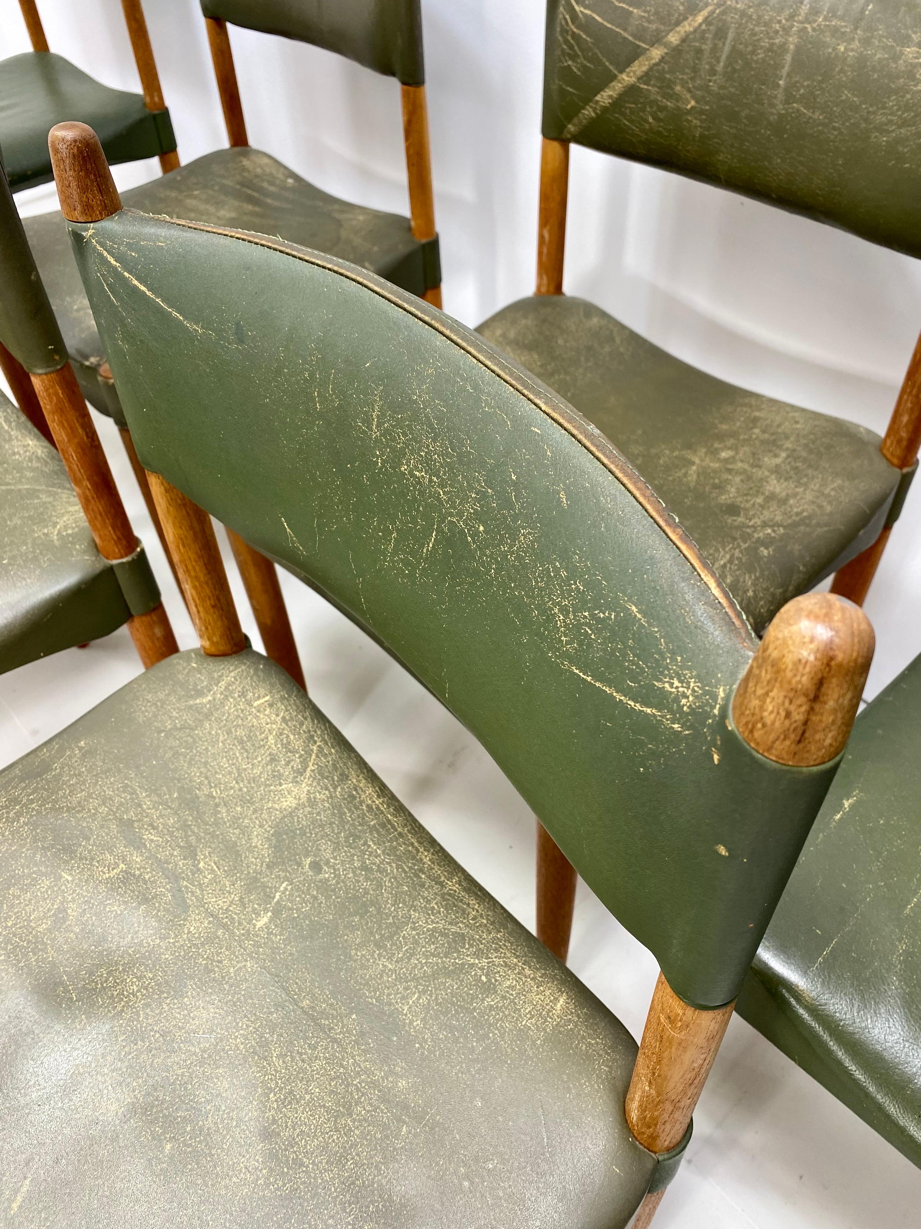 1950s Set of 8 Danish Leather Dining Chairs by Anders Jensen For Sale 6