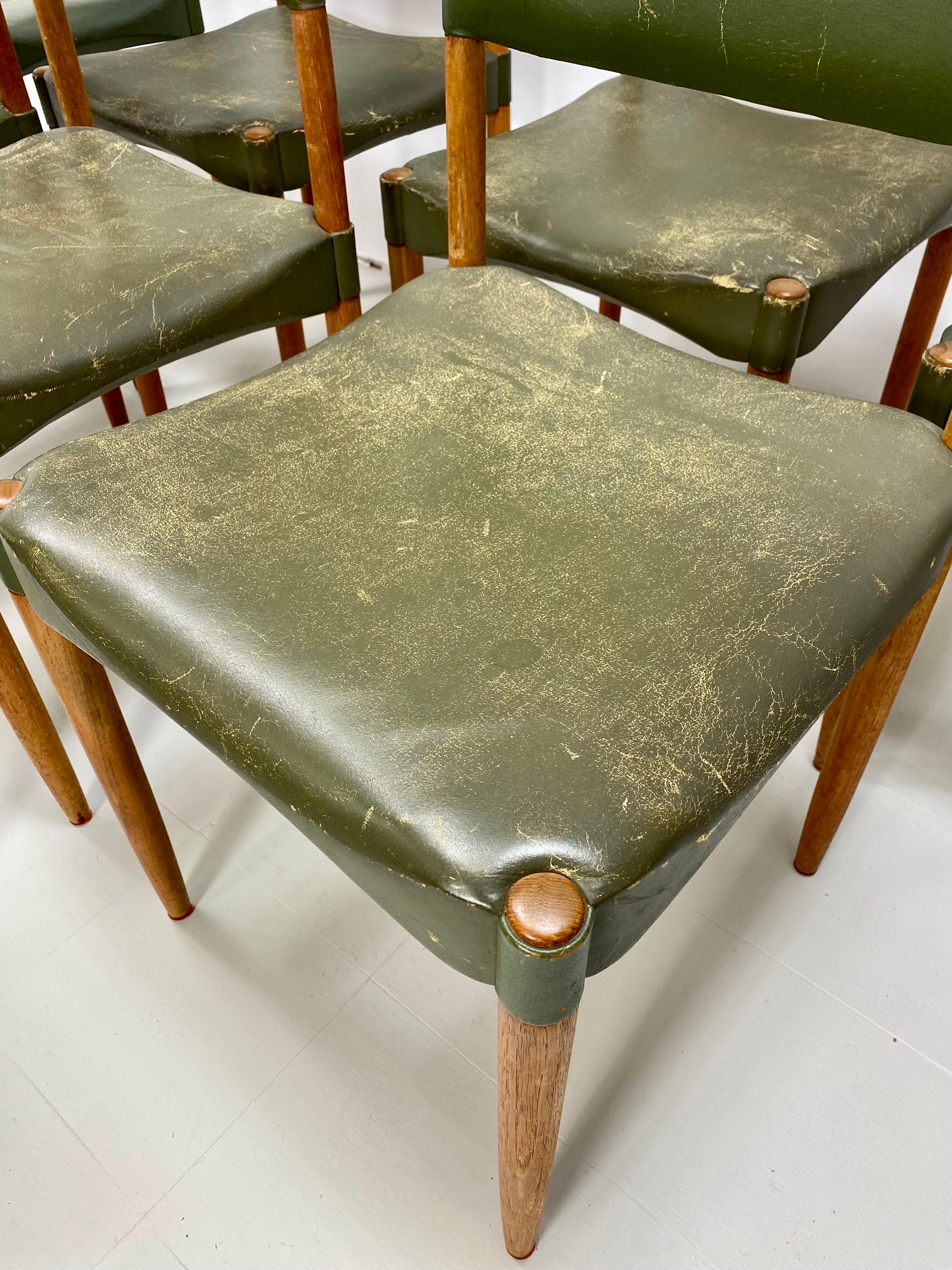 1950s Set of 8 Danish Leather Dining Chairs by Anders Jensen In Good Condition For Sale In Turners Falls, MA