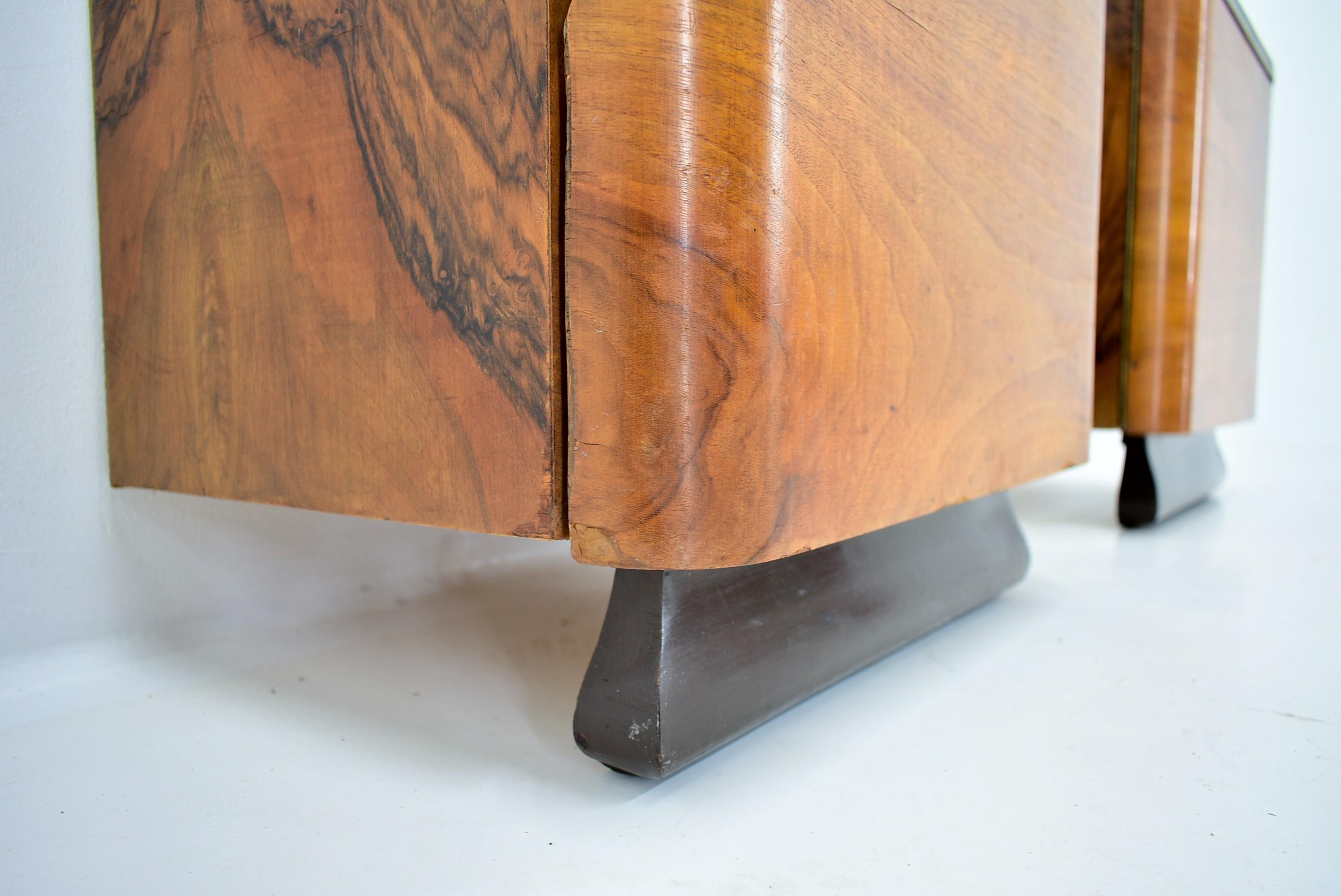 Art Deco 1950s Set of Bedside Tables by Jindrich Halabala, Czechoslovakia