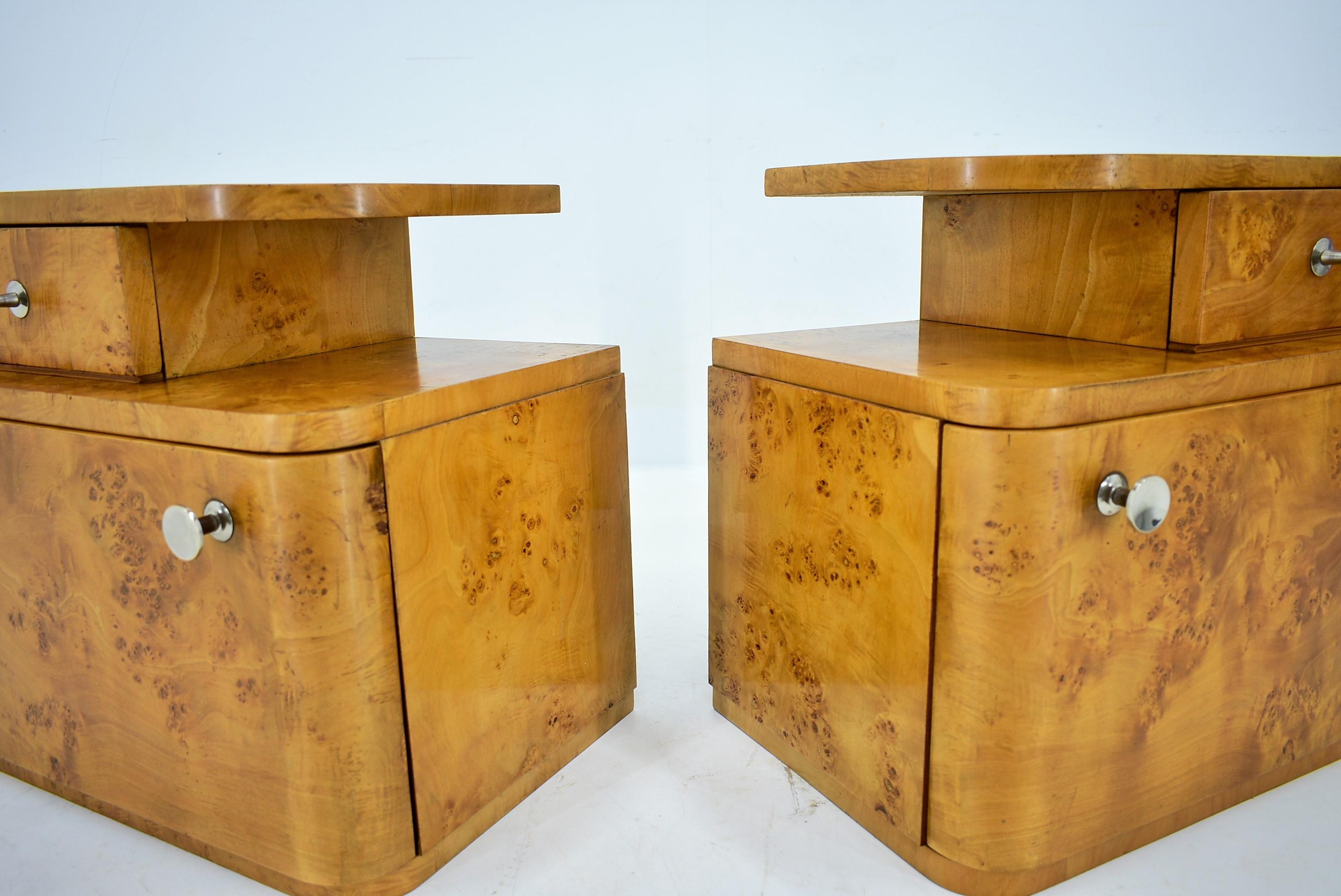 Wood 1950s Set of Bedside Tables by Jindrich Halabala, Czechoslovakia
