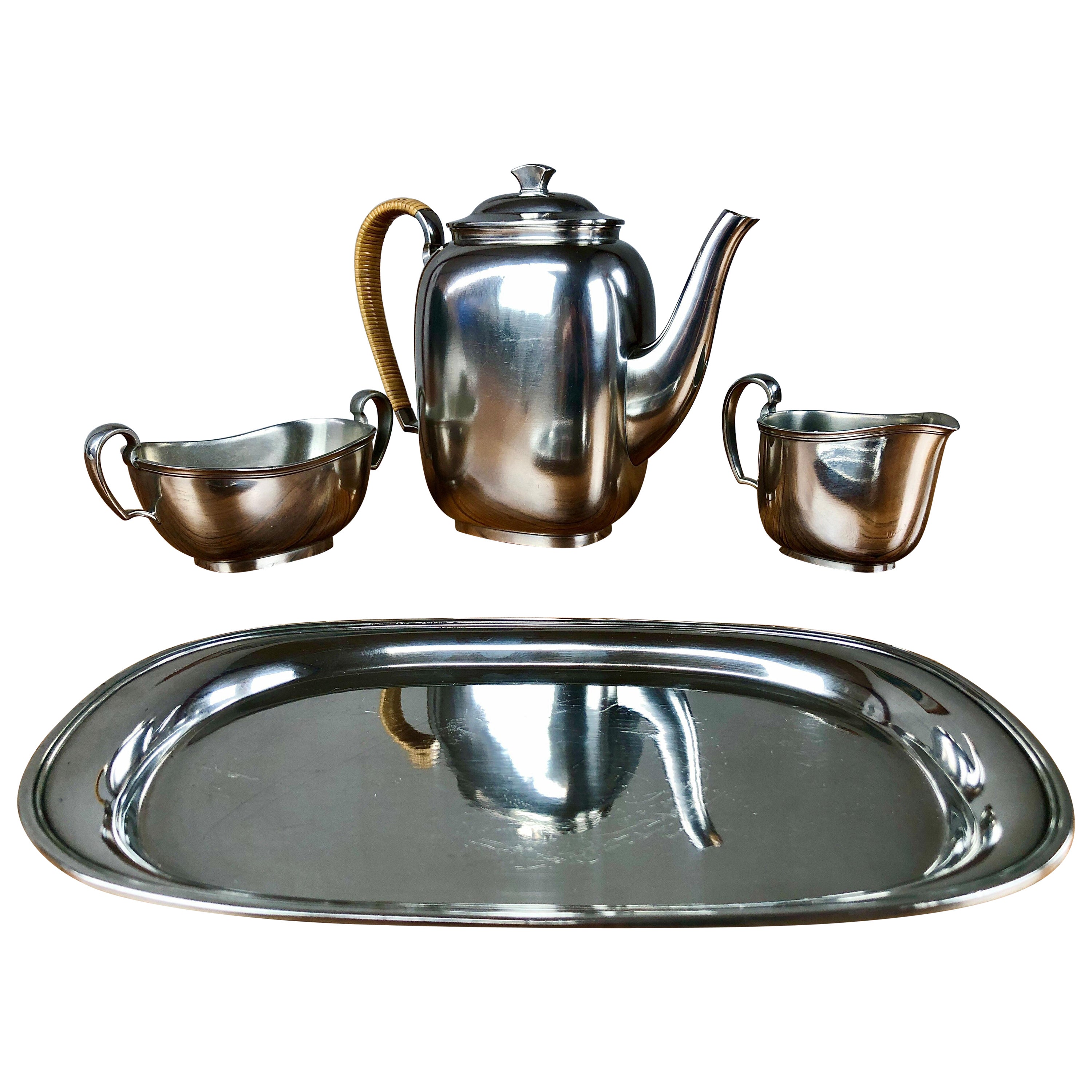 1950s Set of Danish Just Andersen Pewter Coffee Service