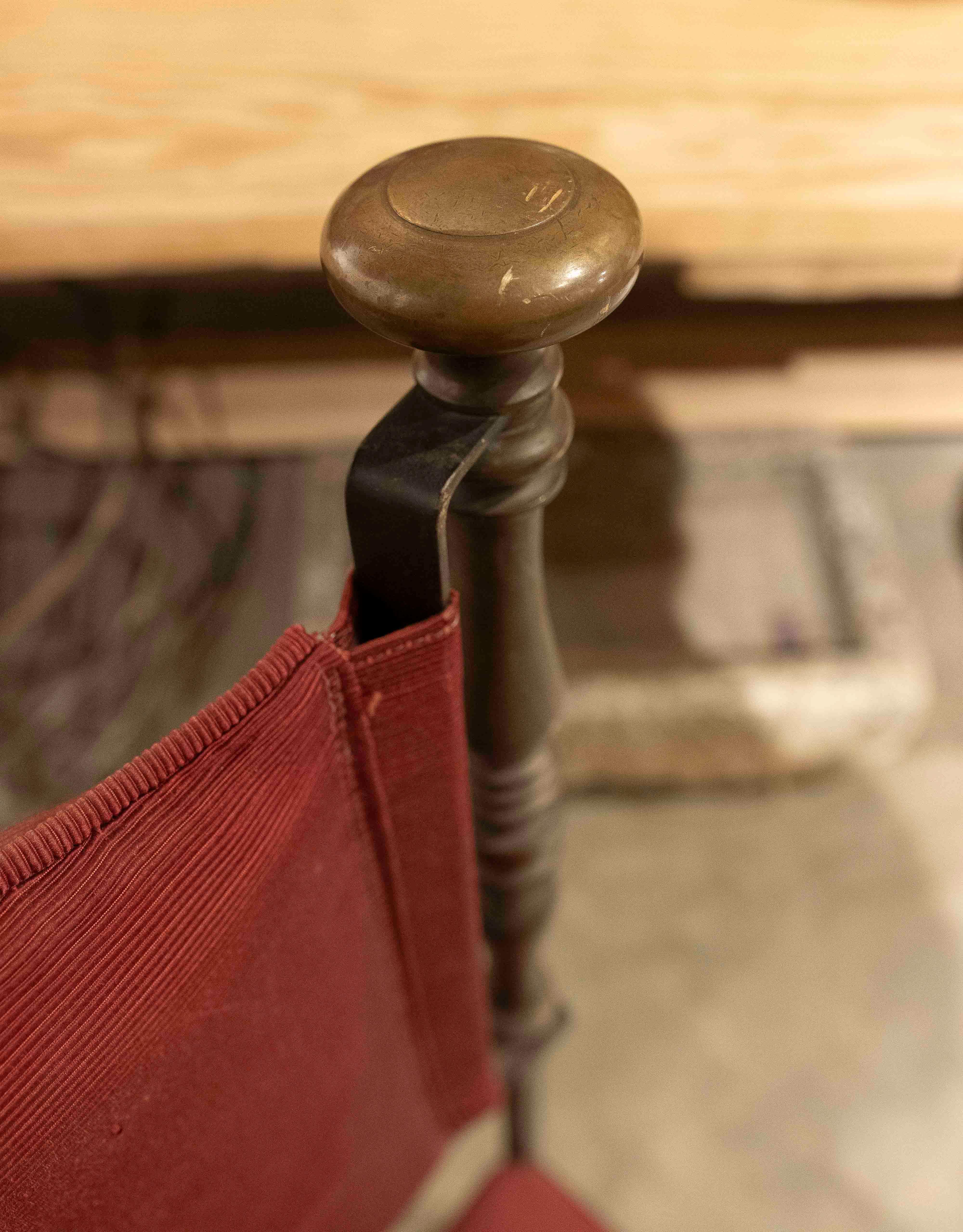 1950s Set of Eight Wrought Iron Chairs with Red Upholstery 5