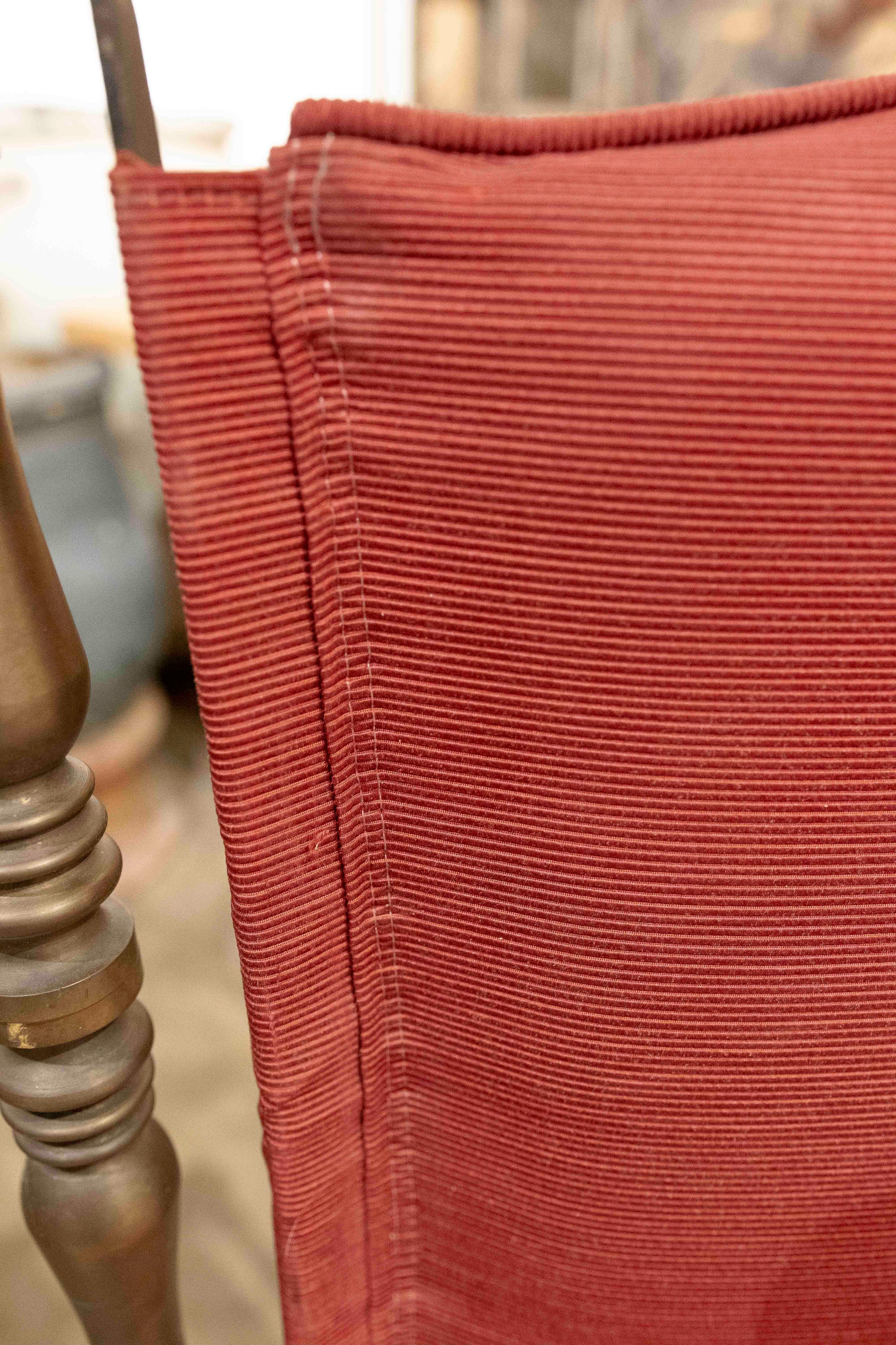 1950s Set of Eight Wrought Iron Chairs with Red Upholstery 6
