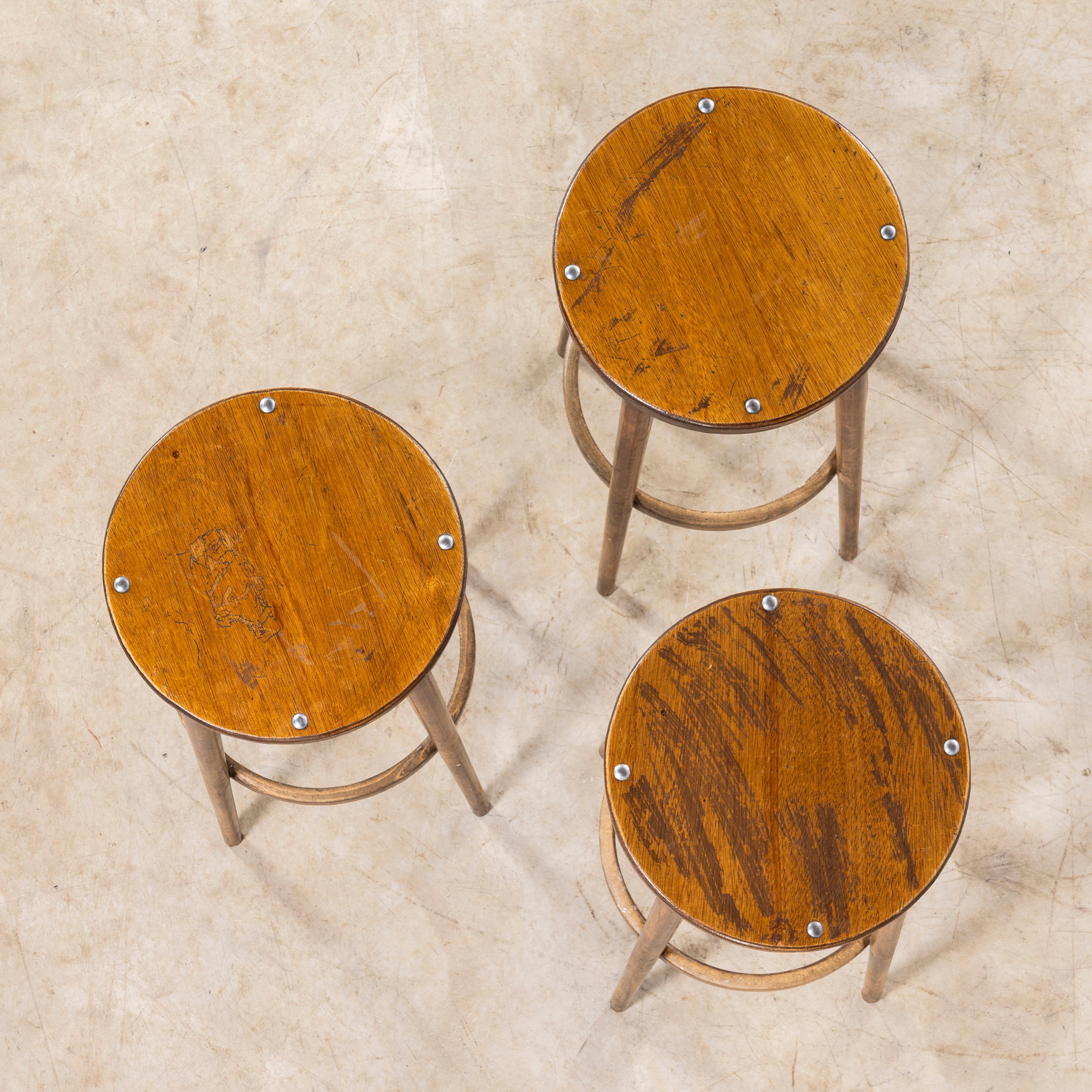 Mid-20th Century 1950's Set Of Elegant Tall Bar Stools - Set Of Three