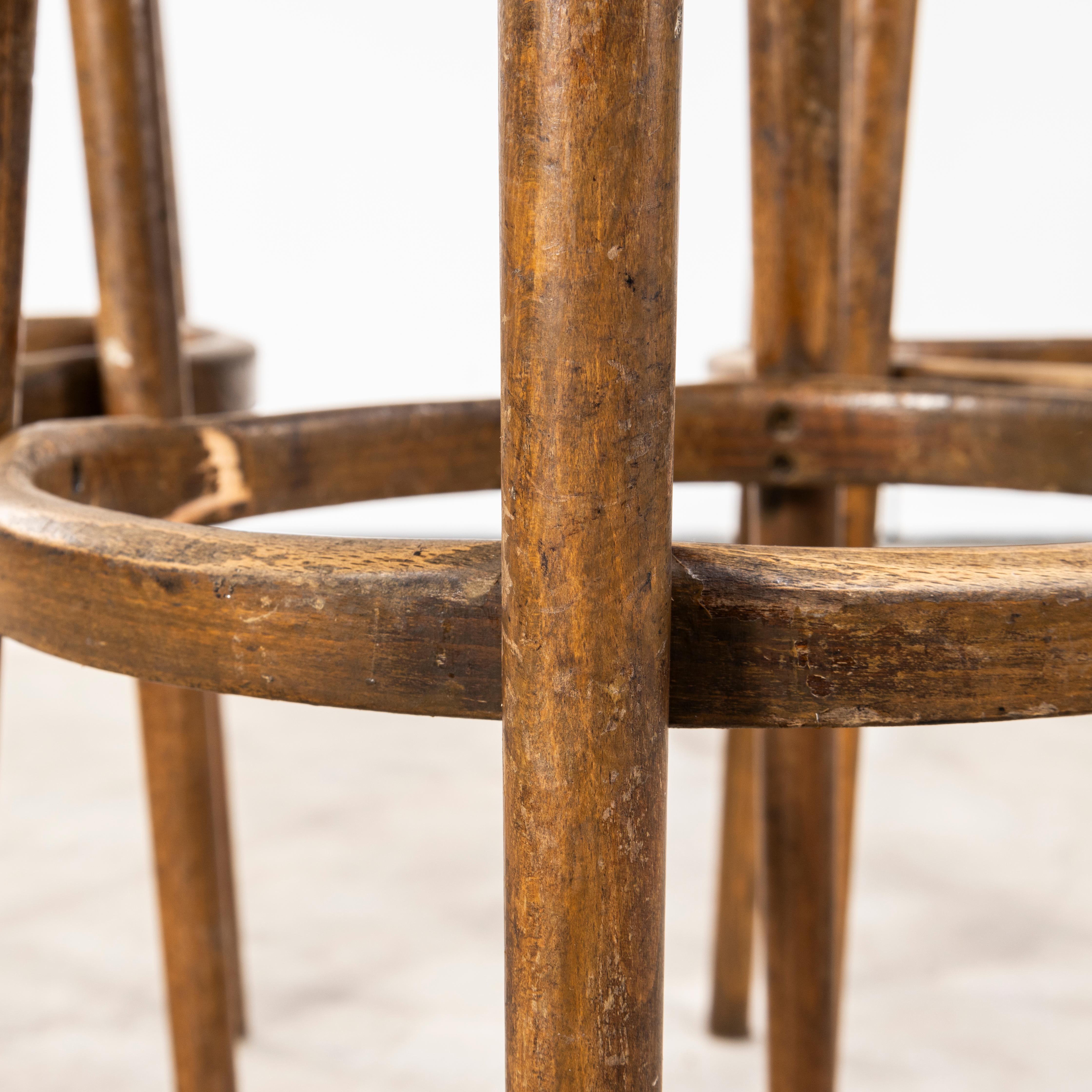 Wood 1950's Set Of Elegant Tall Bar Stools - Set Of Three