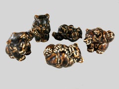 1950s Set of Five Danish Knud Kyhn Bear Figurines for Royal Copenhagen