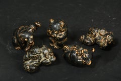1950s Set of Five Danish Knud Kyhn Bear Sculptures for Royal Copenhagen
