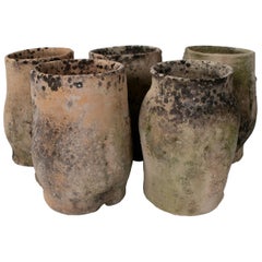 Used 1950s Set of Five Spanish Handmade Ceramic Rain Gutters