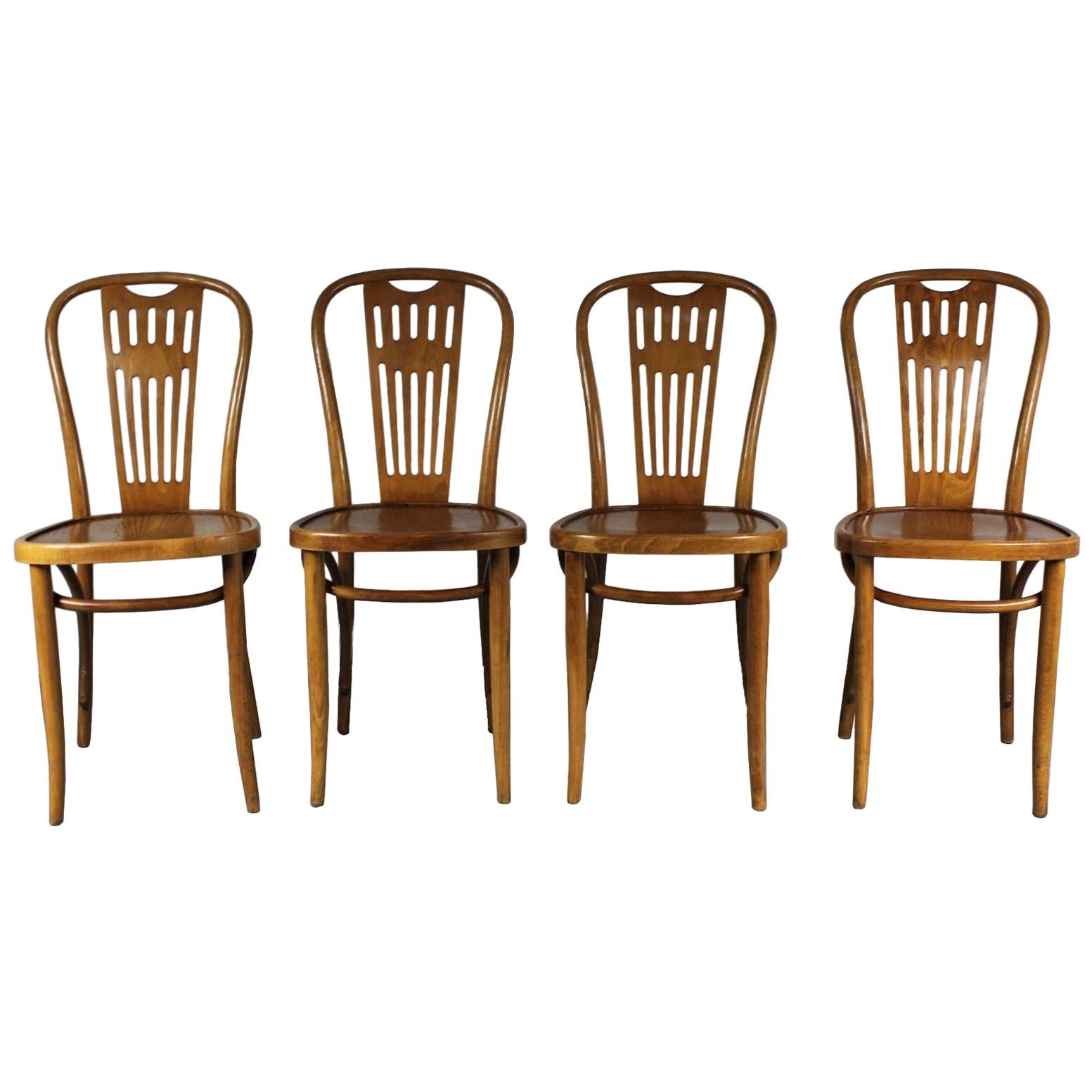 1950s Set of Four Bistro Chairs, Thonet
