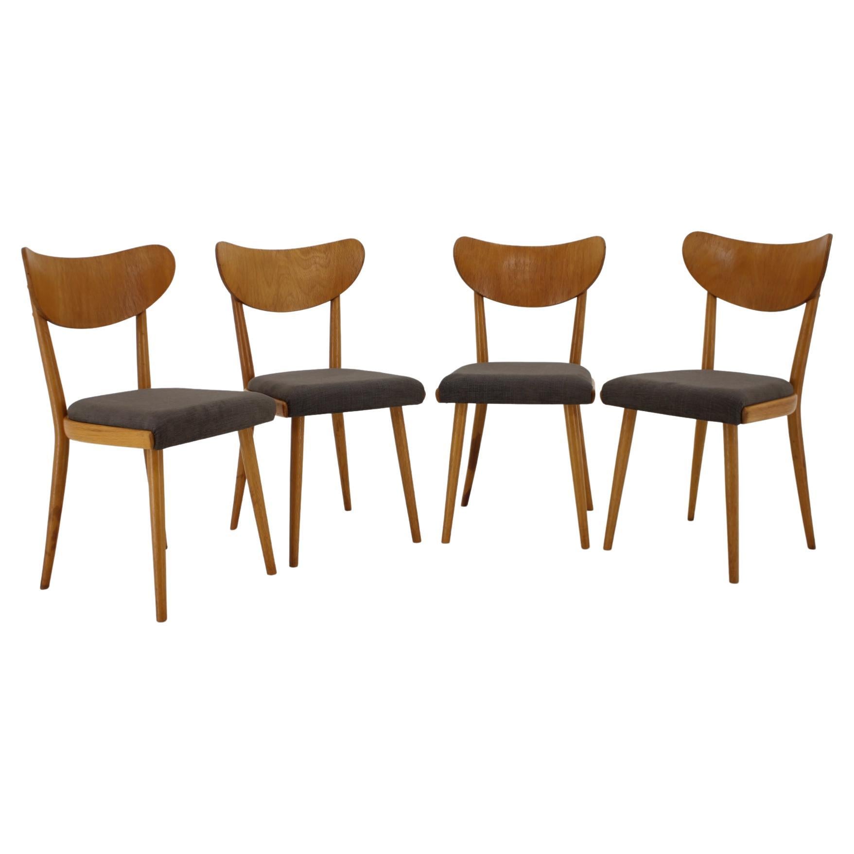 1950s Set of Four Dining Chairs, Czechoslovakia For Sale