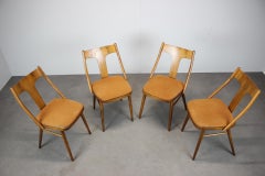 1950s Set of Four Walnut Dining Chairs, Czechoslovakia