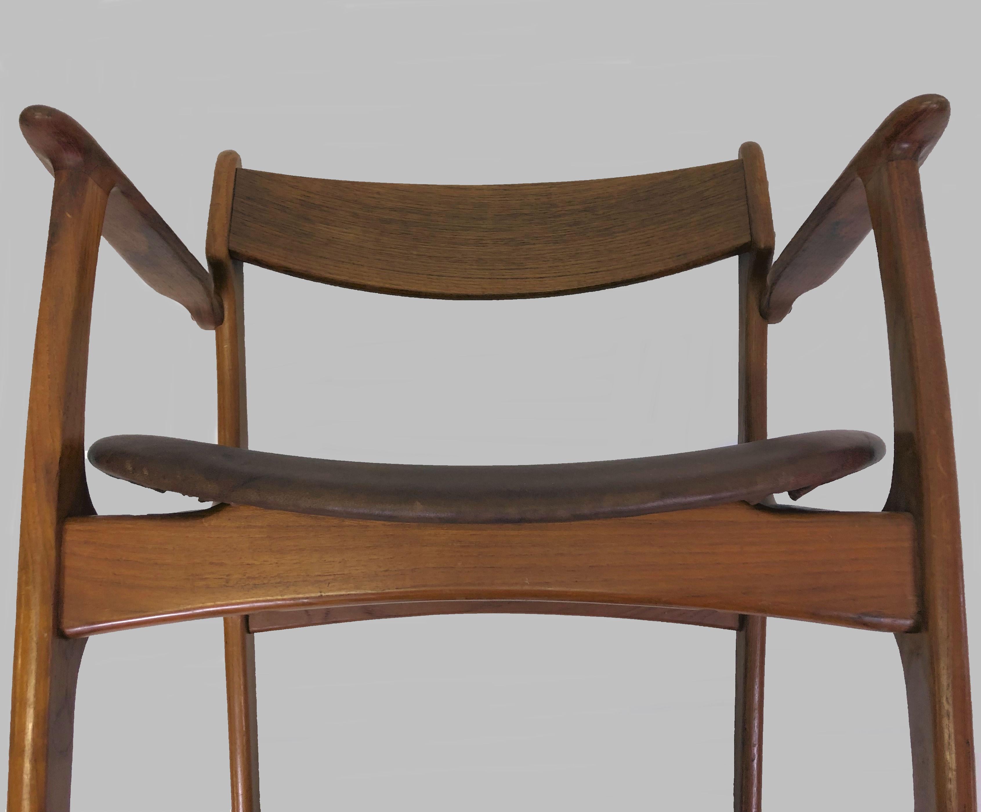 1950s Set of Four Refinished Erik Buch Armchairs in Teak, Inc. Reupholstery 2
