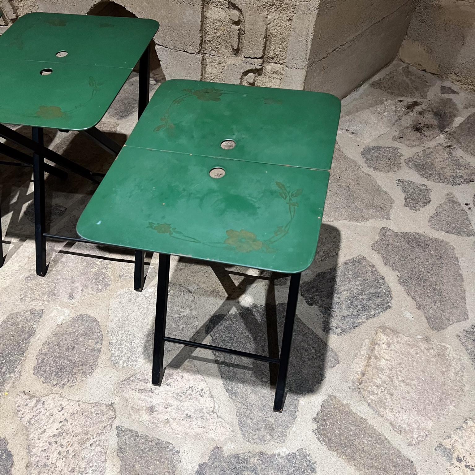 Mid-Century Modern 1950s Woodcraft  Hostette Four Folding Serve Tables Green Black For Sale